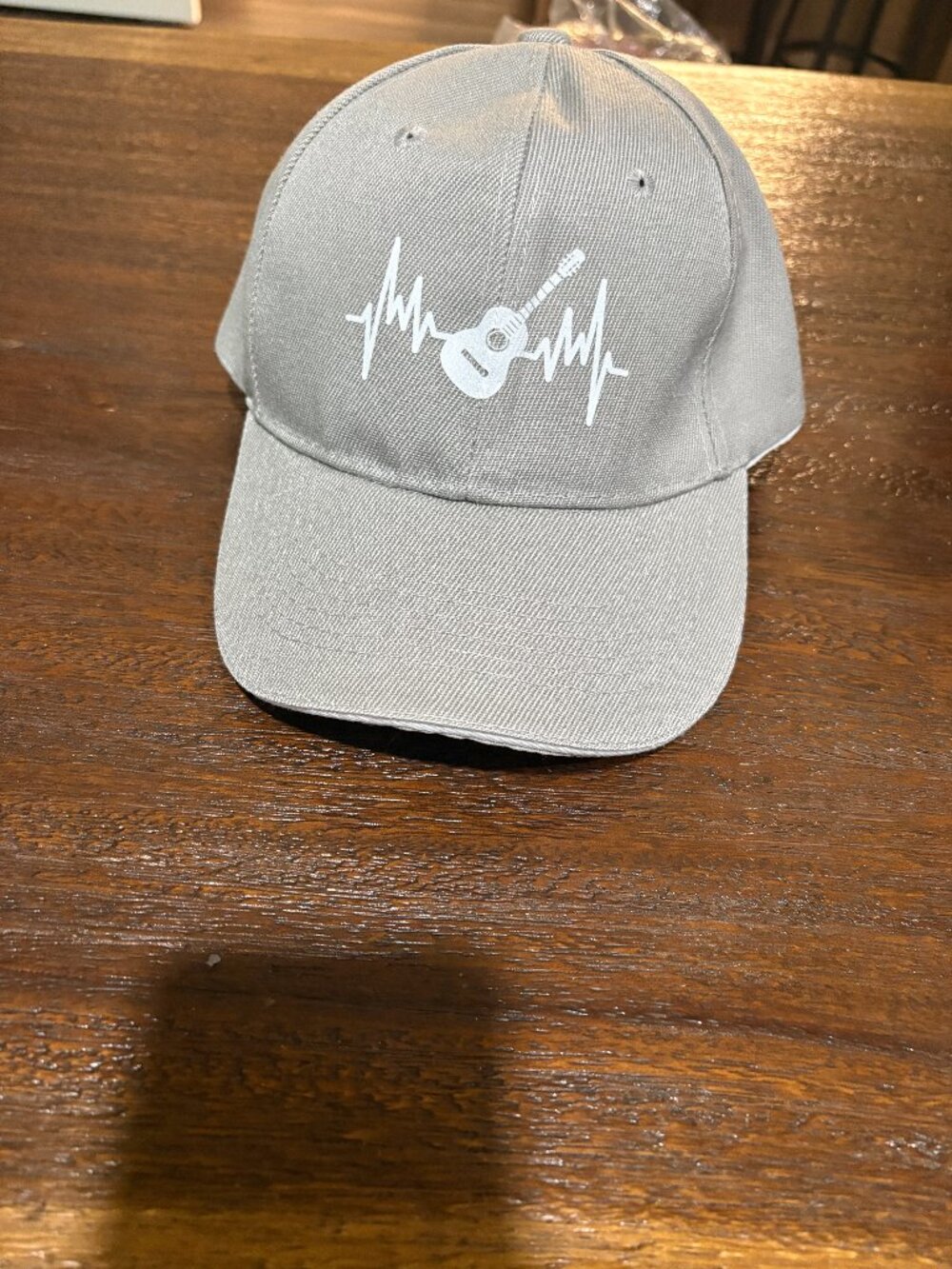 Men's Love Heartbeat Guitar Music Baseball Cap Hat Gray OSFA  NEW
